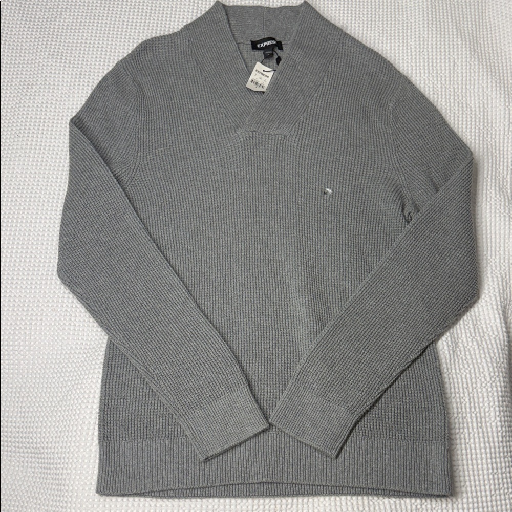 Express Men's Cowl Neck Sweater in Gray - Medium (NWT)